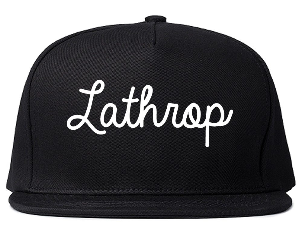 Lathrop California CA Script Mens Snapback Hat Black