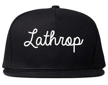 Lathrop California CA Script Mens Snapback Hat Black