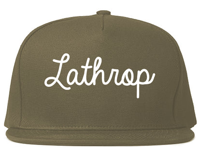 Lathrop California CA Script Mens Snapback Hat Grey