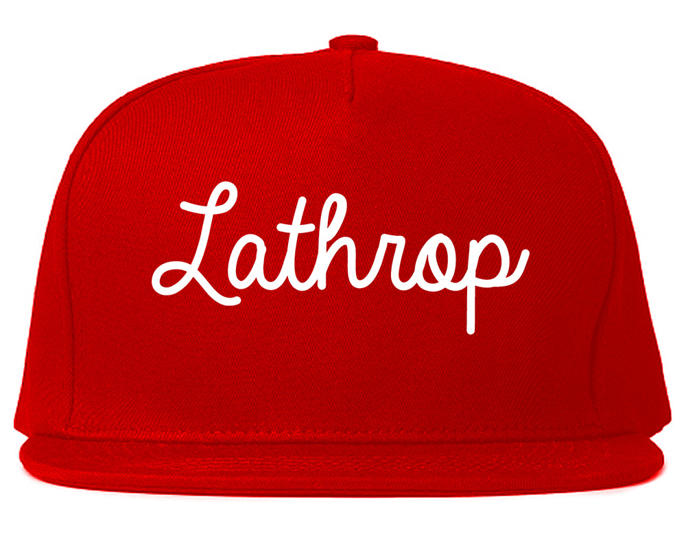 Lathrop California CA Script Mens Snapback Hat Red