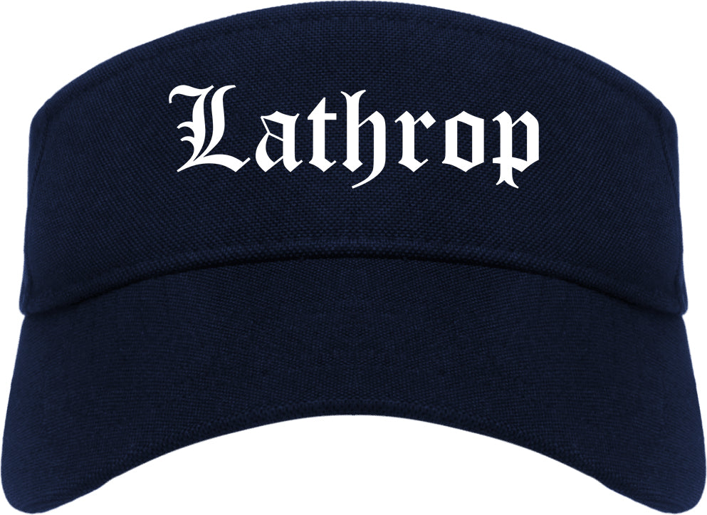 Lathrop California CA Old English Mens Visor Cap Hat Navy Blue