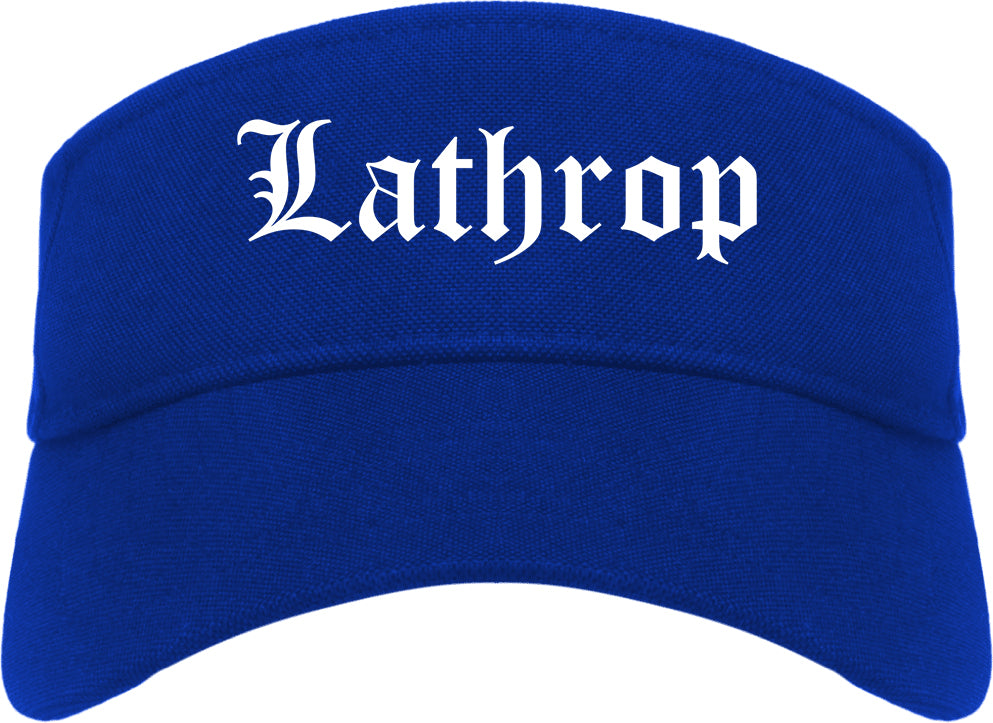 Lathrop California CA Old English Mens Visor Cap Hat Royal Blue