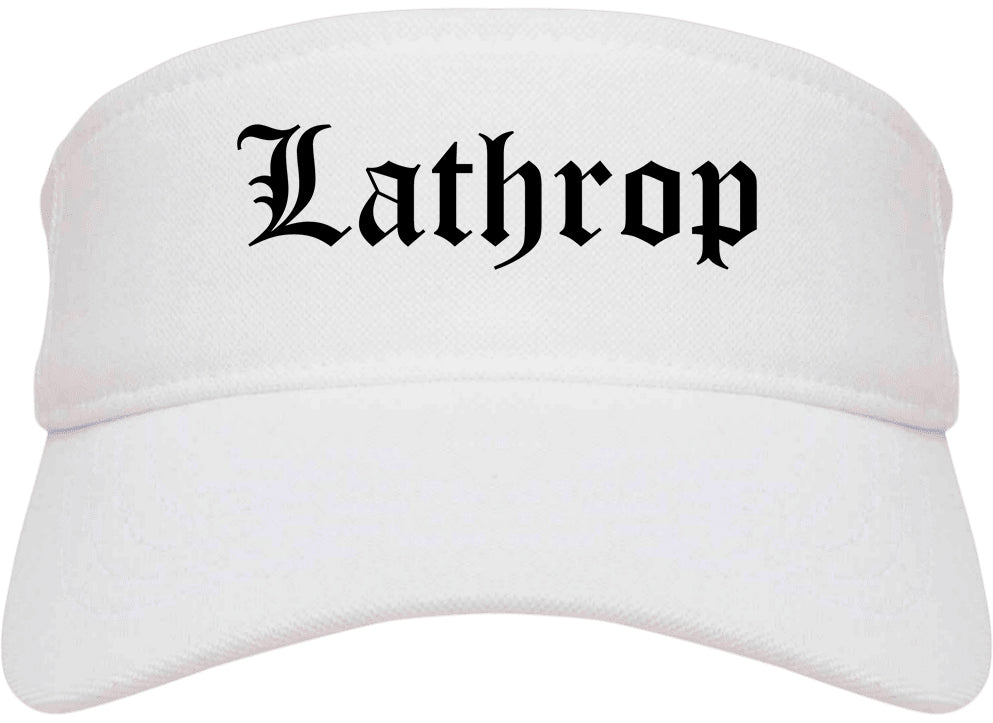 Lathrop California CA Old English Mens Visor Cap Hat White