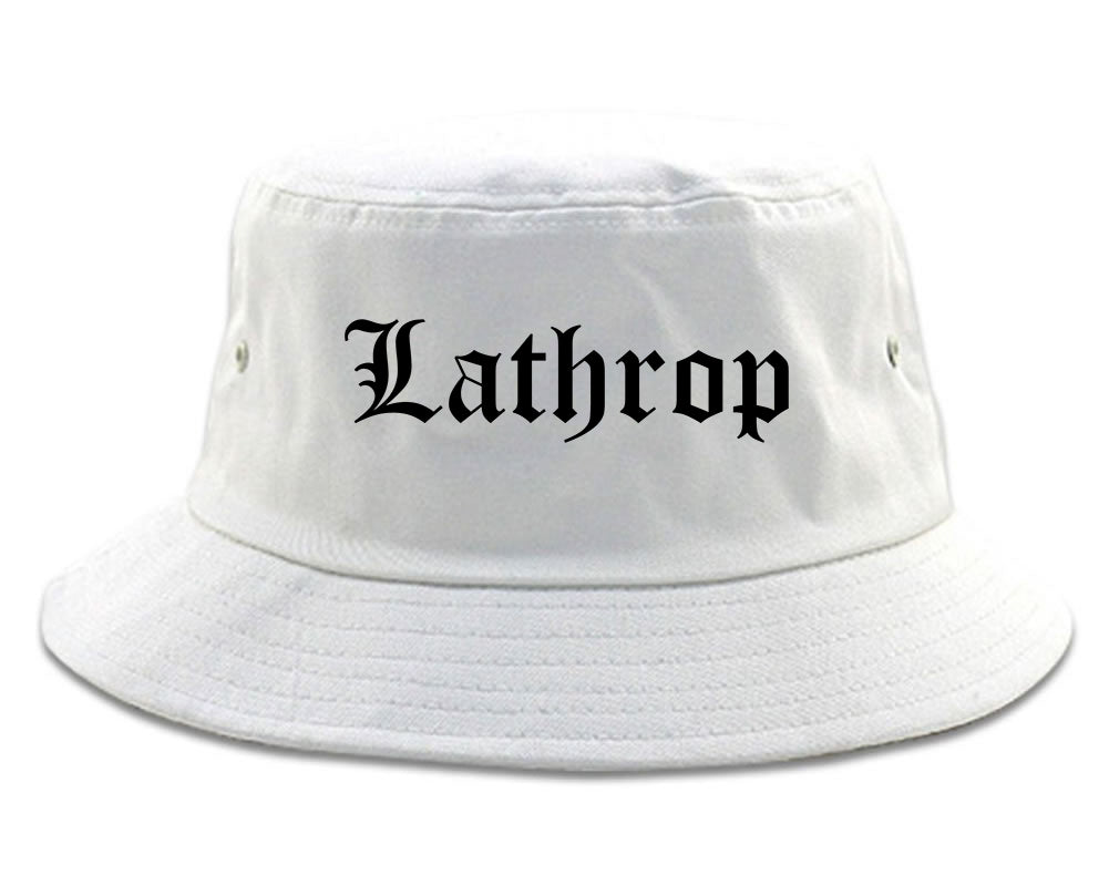 Lathrop California CA Old English Mens Bucket Hat White