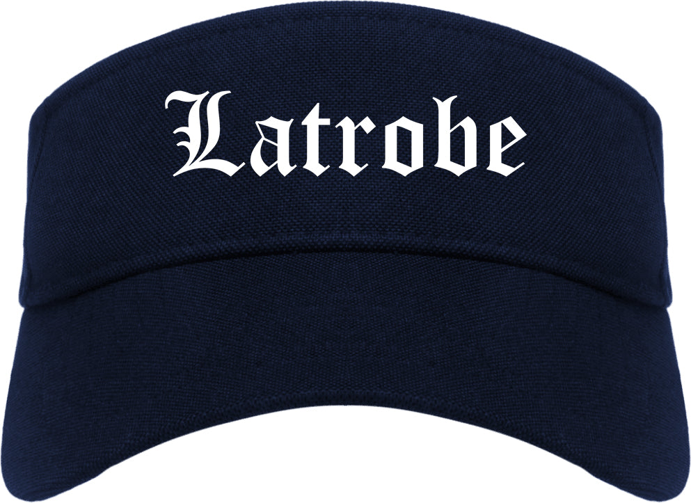 Latrobe Pennsylvania PA Old English Mens Visor Cap Hat Navy Blue