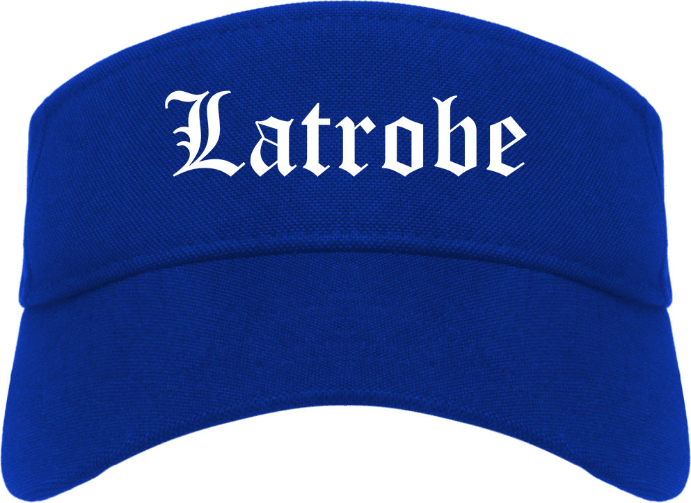 Latrobe Pennsylvania PA Old English Mens Visor Cap Hat Royal Blue