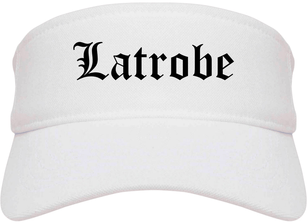 Latrobe Pennsylvania PA Old English Mens Visor Cap Hat White