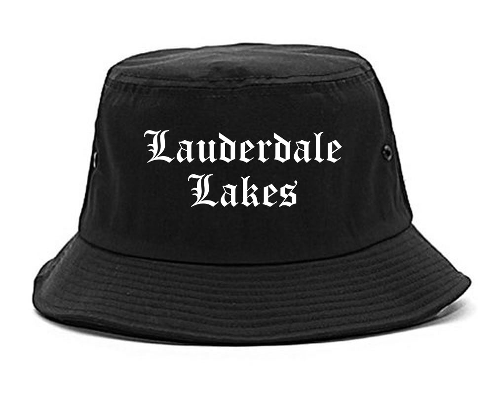 Lauderdale Lakes Florida FL Old English Mens Bucket Hat Black