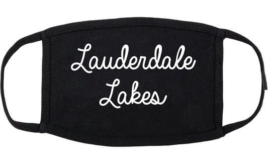 Lauderdale Lakes Florida FL Script Cotton Face Mask Black