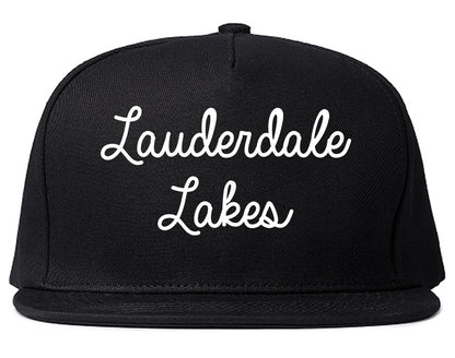 Lauderdale Lakes Florida FL Script Mens Snapback Hat Black