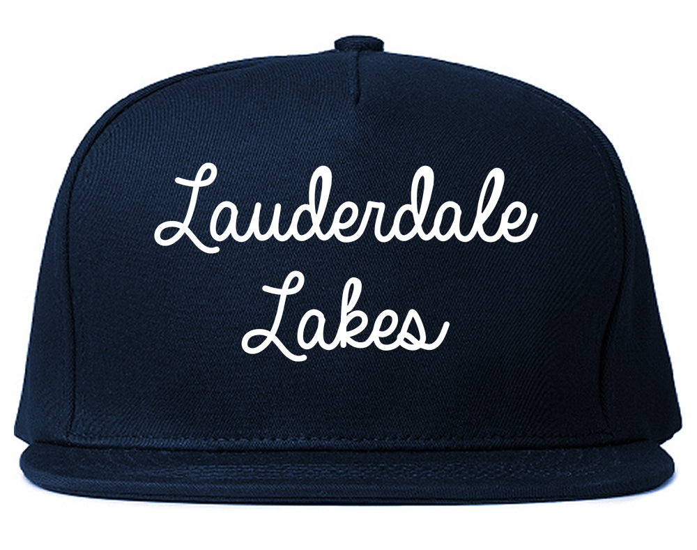 Lauderdale Lakes Florida FL Script Mens Snapback Hat Navy Blue