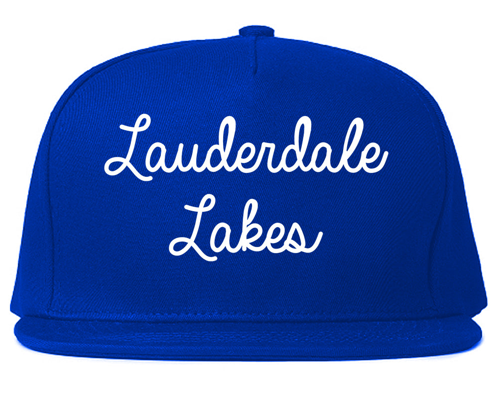 Lauderdale Lakes Florida FL Script Mens Snapback Hat Royal Blue