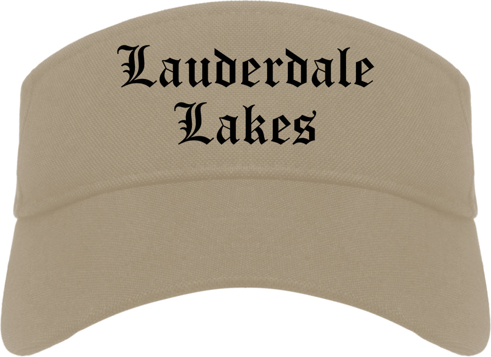 Lauderdale Lakes Florida FL Old English Mens Visor Cap Hat Khaki