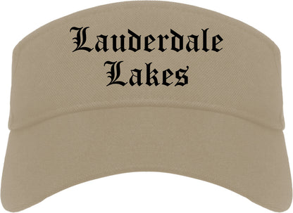 Lauderdale Lakes Florida FL Old English Mens Visor Cap Hat Khaki