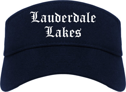 Lauderdale Lakes Florida FL Old English Mens Visor Cap Hat Navy Blue