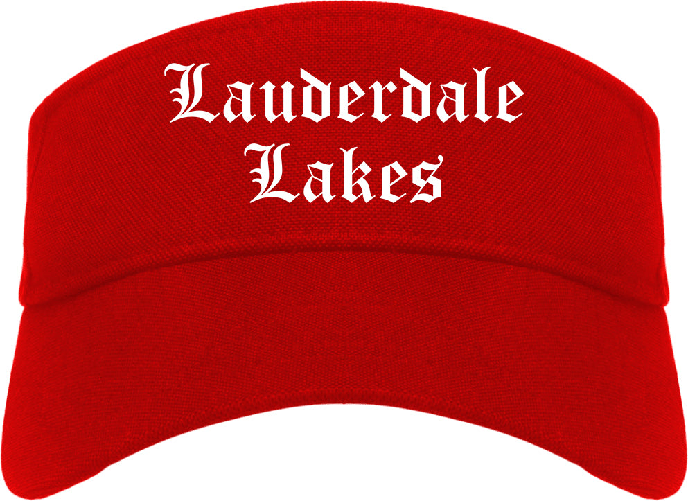 Lauderdale Lakes Florida FL Old English Mens Visor Cap Hat Red