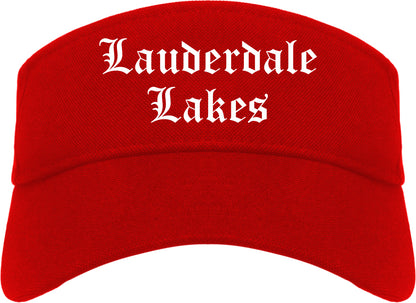 Lauderdale Lakes Florida FL Old English Mens Visor Cap Hat Red