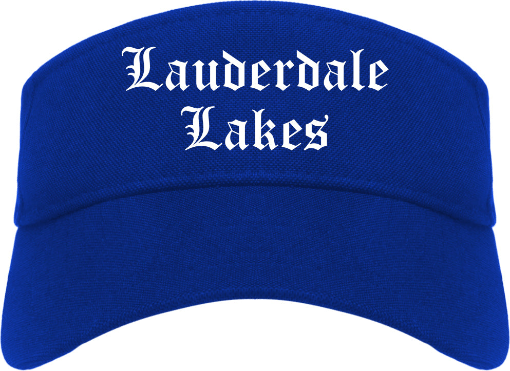 Lauderdale Lakes Florida FL Old English Mens Visor Cap Hat Royal Blue