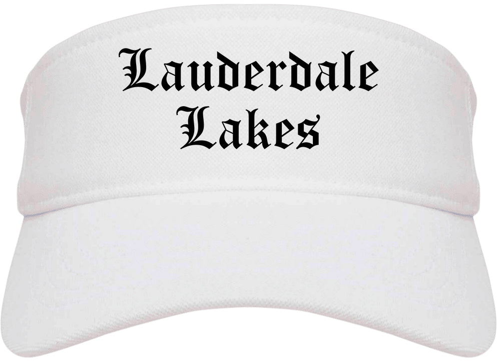 Lauderdale Lakes Florida FL Old English Mens Visor Cap Hat White
