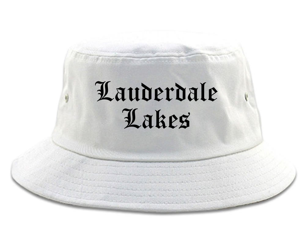 Lauderdale Lakes Florida FL Old English Mens Bucket Hat White