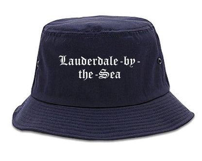 Lauderdale by the Sea Florida FL Old English Mens Bucket Hat Navy Blue
