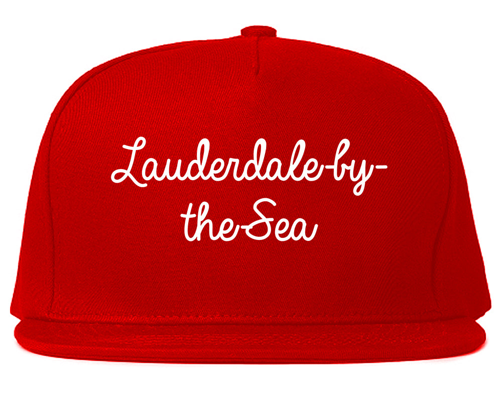 Lauderdale by the Sea Florida FL Script Mens Snapback Hat Red