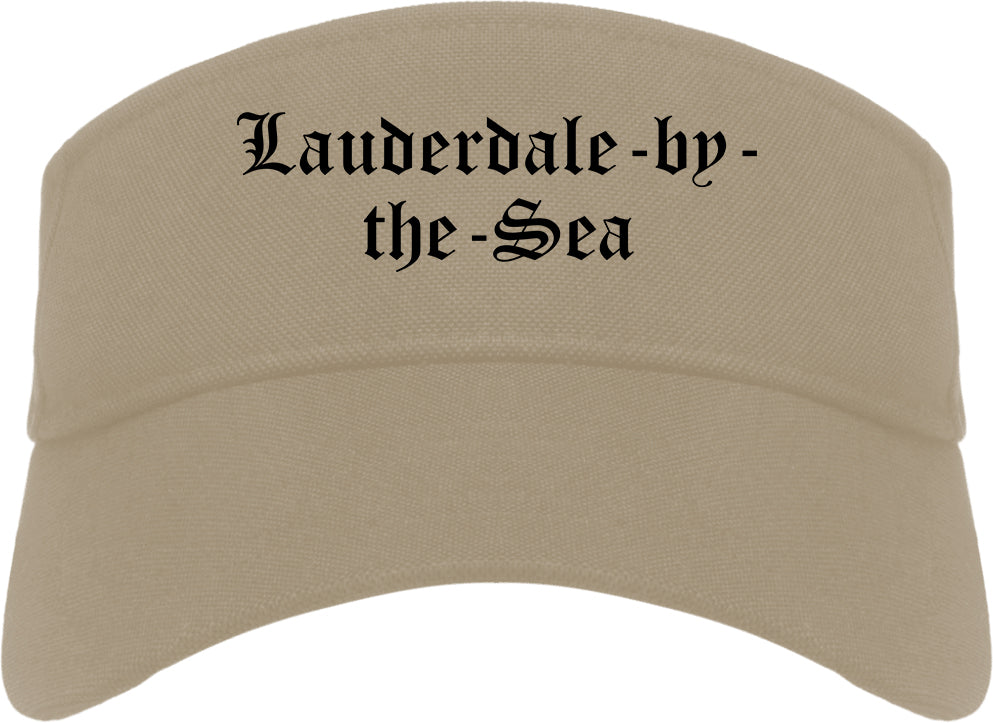 Lauderdale by the Sea Florida FL Old English Mens Visor Cap Hat Khaki