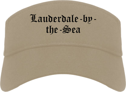 Lauderdale by the Sea Florida FL Old English Mens Visor Cap Hat Khaki