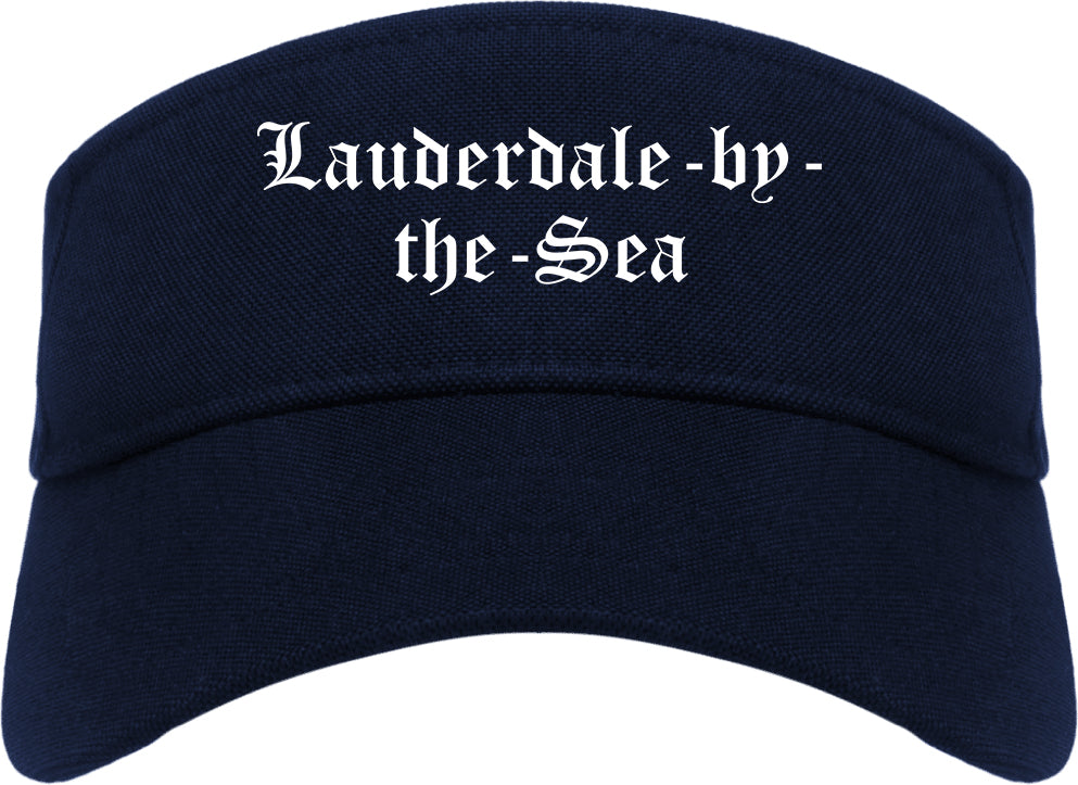 Lauderdale by the Sea Florida FL Old English Mens Visor Cap Hat Navy Blue