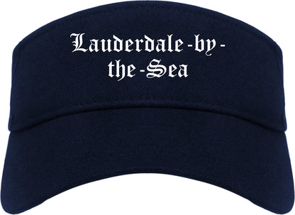 Lauderdale by the Sea Florida FL Old English Mens Visor Cap Hat Navy Blue