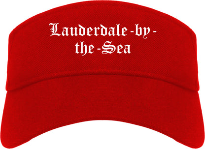 Lauderdale by the Sea Florida FL Old English Mens Visor Cap Hat Red