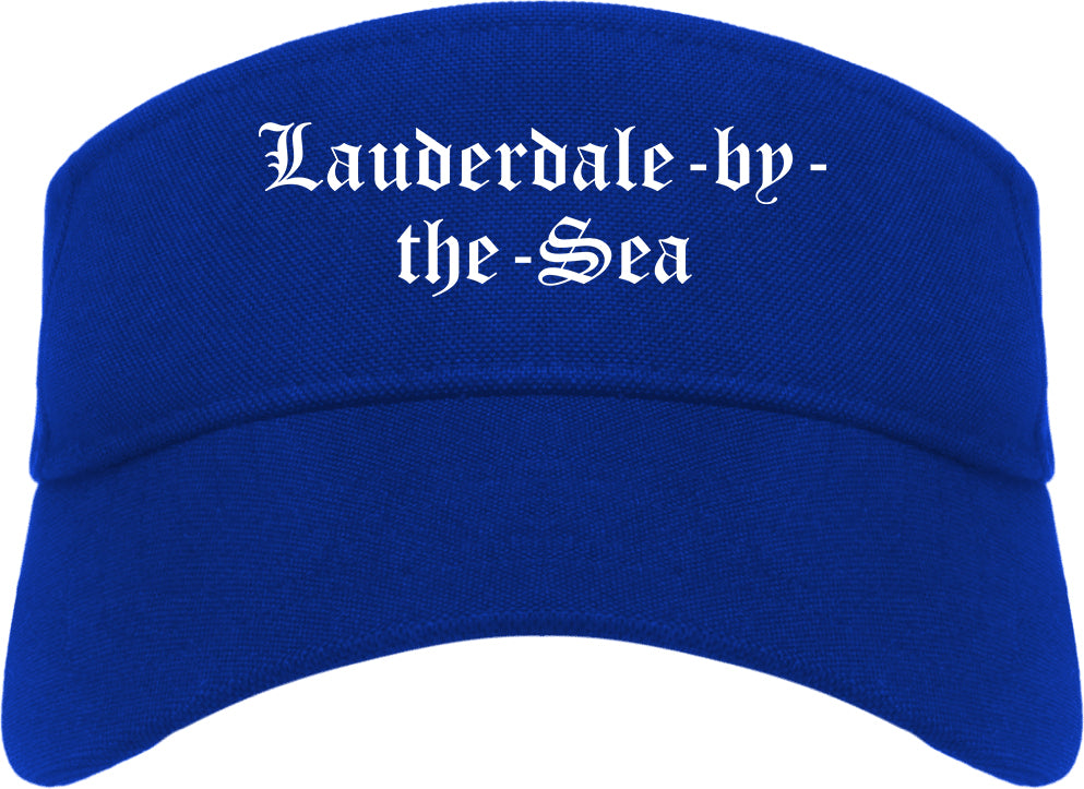 Lauderdale by the Sea Florida FL Old English Mens Visor Cap Hat Royal Blue
