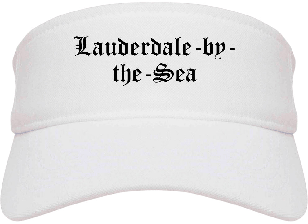 Lauderdale by the Sea Florida FL Old English Mens Visor Cap Hat White