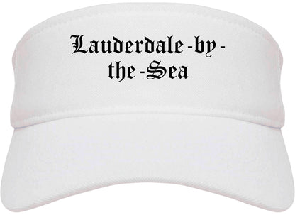 Lauderdale by the Sea Florida FL Old English Mens Visor Cap Hat White