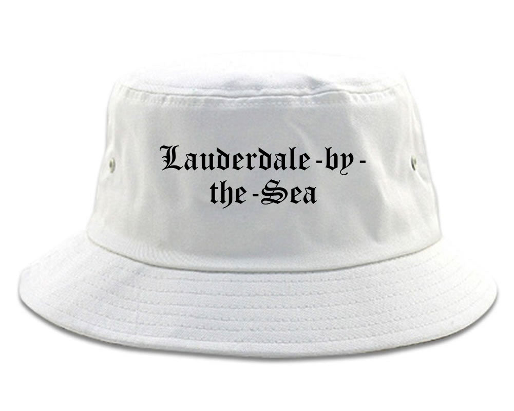 Lauderdale by the Sea Florida FL Old English Mens Bucket Hat White