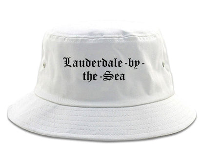 Lauderdale by the Sea Florida FL Old English Mens Bucket Hat White