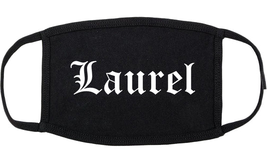 Laurel Mississippi MS Old English Cotton Face Mask Black
