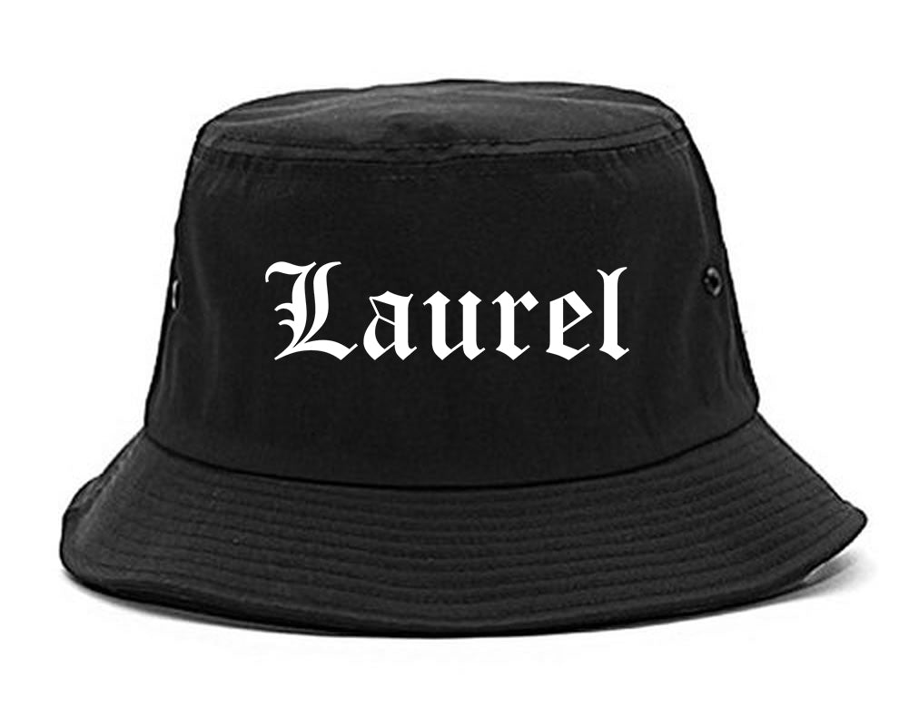 Laurel Mississippi MS Old English Mens Bucket Hat Black