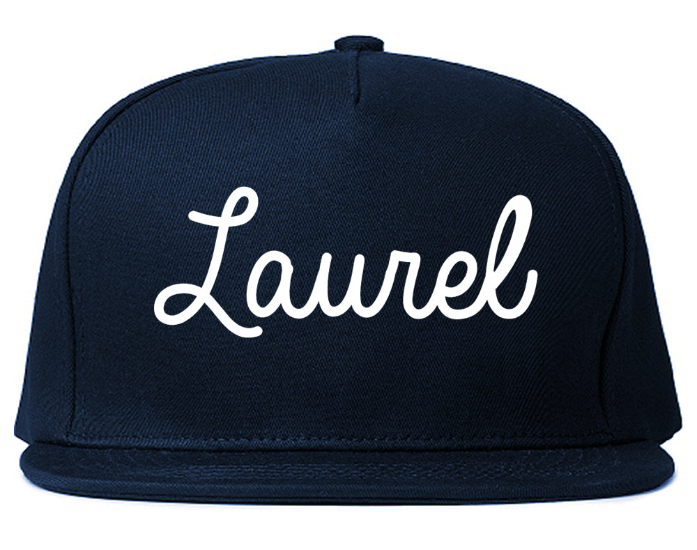 Laurel Mississippi MS Script Mens Snapback Hat Navy Blue