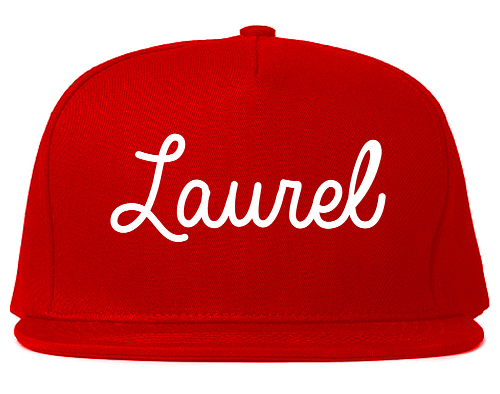 Laurel Mississippi MS Script Mens Snapback Hat Red