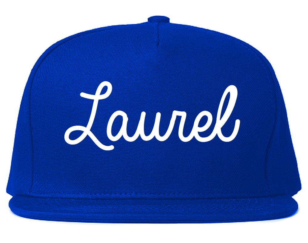 Laurel Mississippi MS Script Mens Snapback Hat Royal Blue