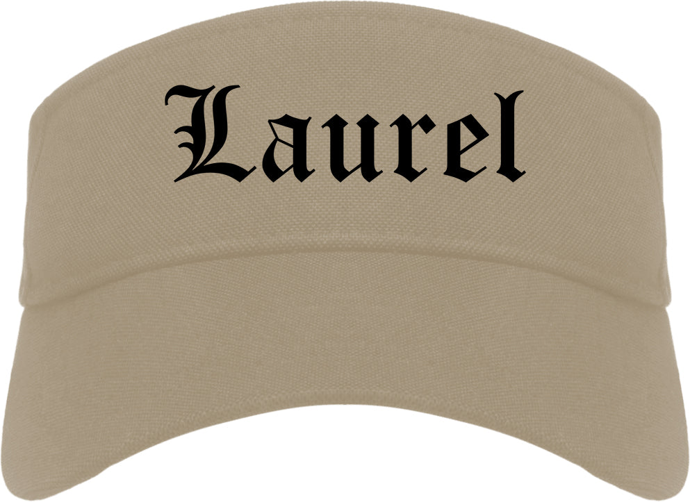 Laurel Mississippi MS Old English Mens Visor Cap Hat Khaki