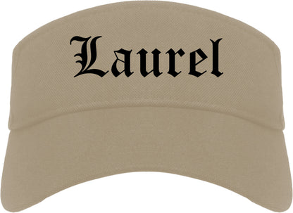Laurel Mississippi MS Old English Mens Visor Cap Hat Khaki