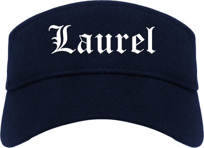Laurel Mississippi MS Old English Mens Visor Cap Hat Navy Blue