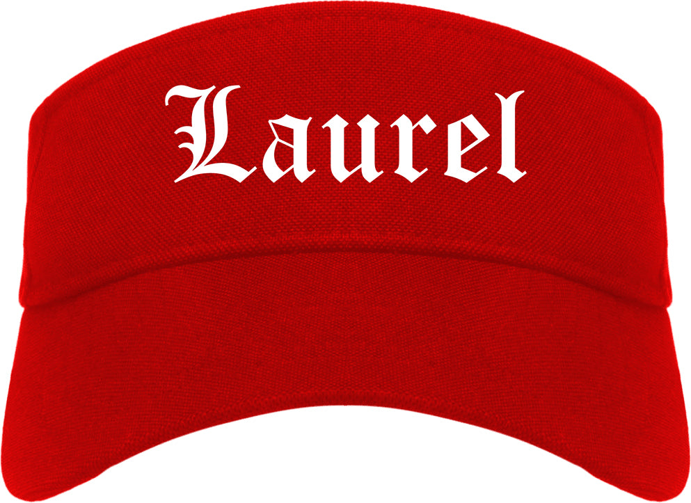 Laurel Mississippi MS Old English Mens Visor Cap Hat Red