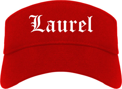 Laurel Mississippi MS Old English Mens Visor Cap Hat Red