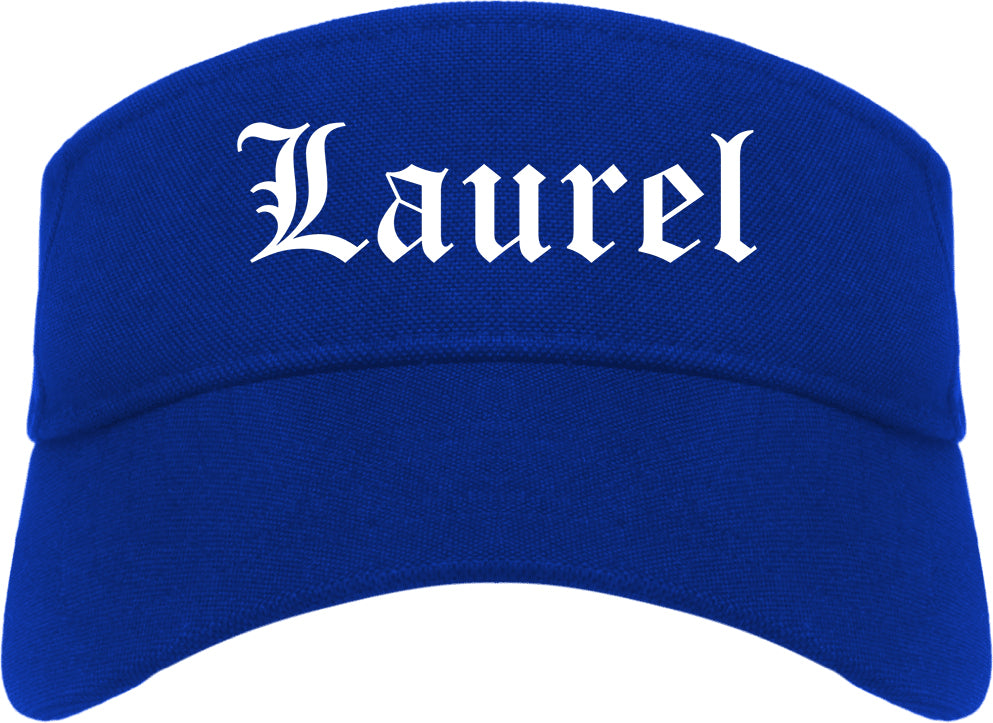 Laurel Mississippi MS Old English Mens Visor Cap Hat Royal Blue