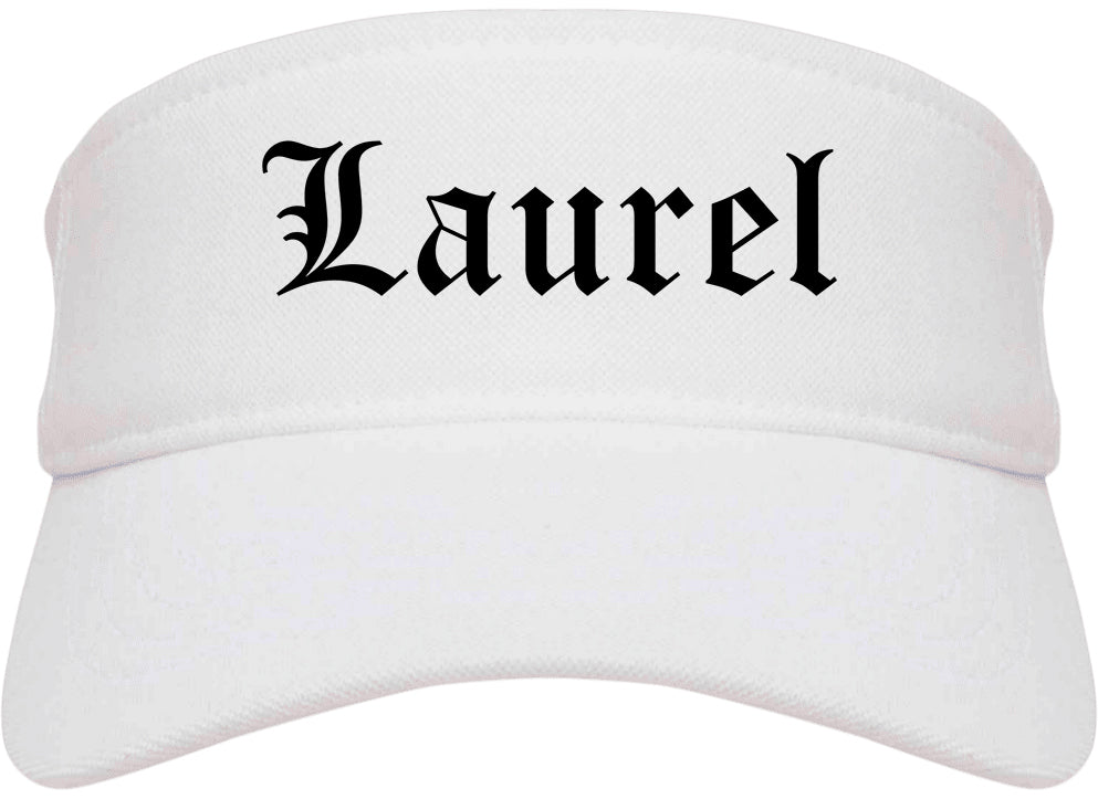 Laurel Mississippi MS Old English Mens Visor Cap Hat White