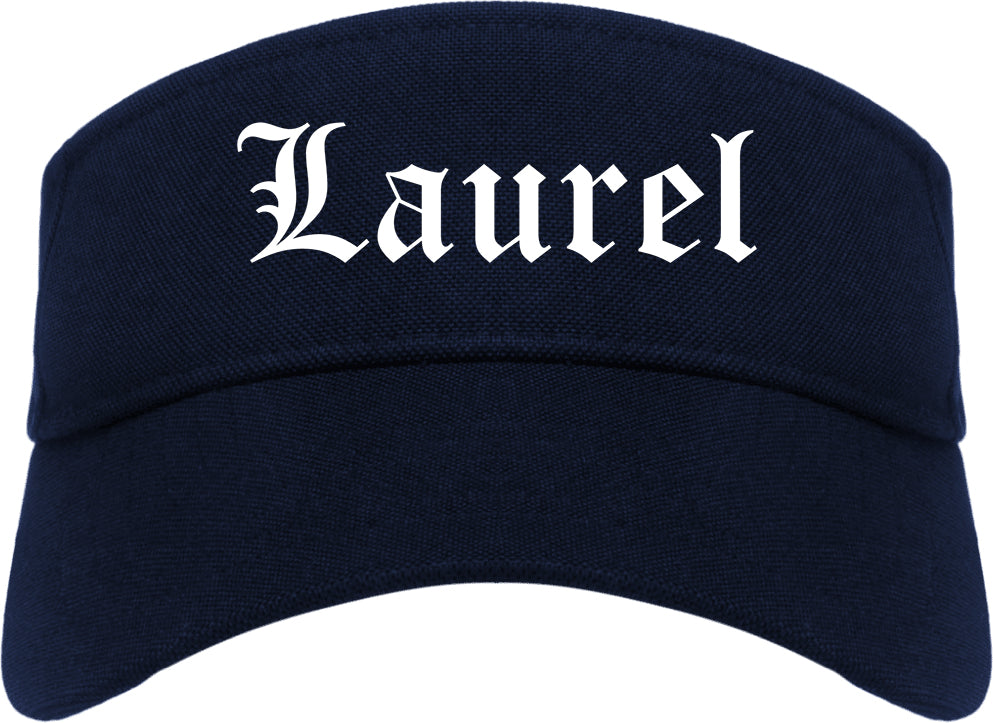 Laurel Montana MT Old English Mens Visor Cap Hat Navy Blue