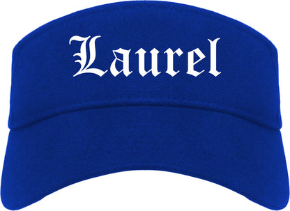 Laurel Montana MT Old English Mens Visor Cap Hat Royal Blue